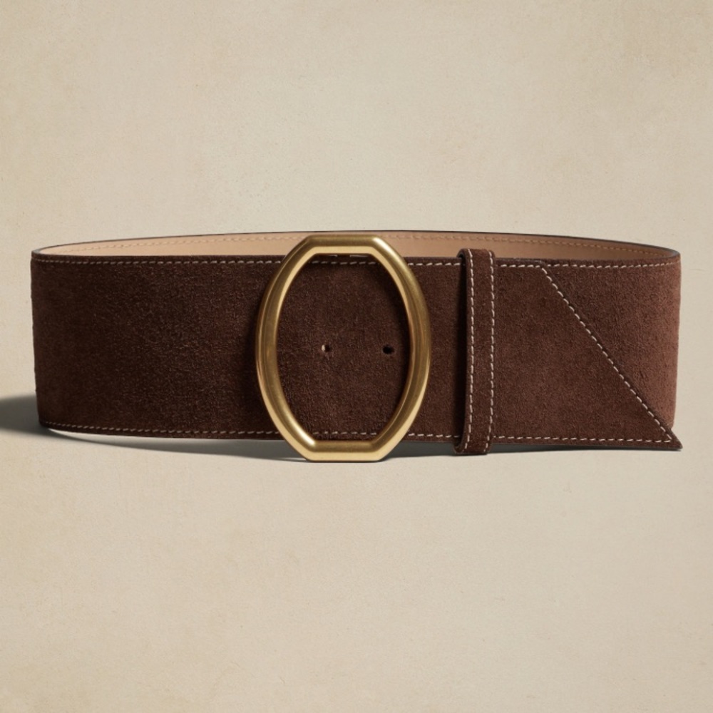 NWT Banana Republic Wide Large Buckle Suede Statement Belt - Picture 1 of 5